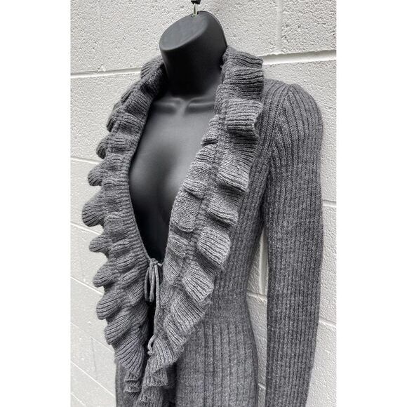Elisabetta Collection Wool Mohair blend Open Cardigan Ruffle Women’s Size Small - Picture 3 of 12